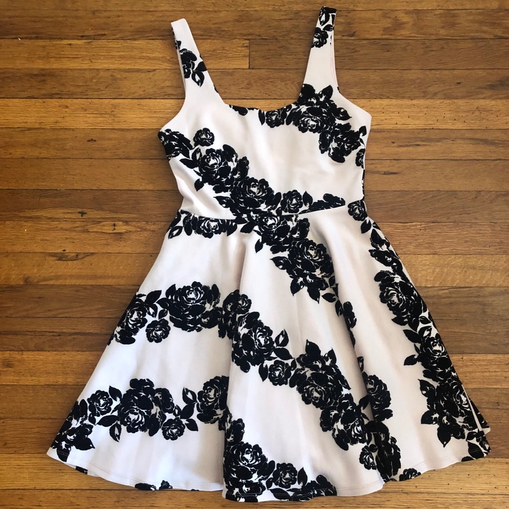 Blush Pink/Black Flower Dress